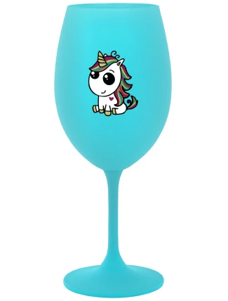 DUHOVÝ JEDNOROŽEC - tyrkysový pohár na víno 350 ml