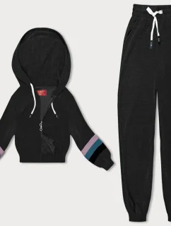 Čierna dámska tepláková súprava s farebnými vsadkami (AMG-346A)