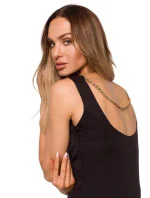 M667 Šaty Shaeth s ozdobnou retiazkou na chrbte - čierne