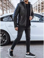 Pánska kožená bunda čierna FashionStreet TX4277