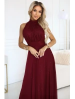 636-1 VERONICA luxusné dlhé šaty s brokátovým akcentom a elegantnou líniou - bordové 636-1 VERONICA luxusné dlhé šaty s brokátovým akcentom a elegantnou líniou - bordové