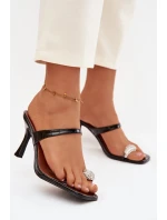 Dámské lodičky na jehlové podpatku s ozdobným detailem Černé Lorissa