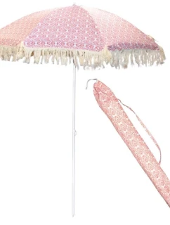 PLÁŽOVÝ A ZÁHRADNÝ SLNEČNÍK SO STRAPCAMI 174 CM ČERVENÝ