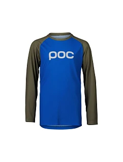 Cyklistické tričko POC Y's Essential MTB LS Jersey, modrozelené