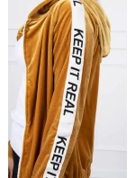 Horčicová velúrová mikina s kapucňou