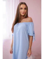 Šaty viazané na rukávy modré