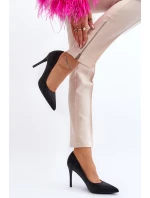 Szpilki Zdobione Brokatem Czarne Klonisa