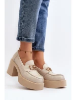 Zazoo 20170 Dámske kožené topánky na podpätku light beige Zazoo 20170 Dámske kožené topánky na podpätku light beige