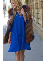 Dámske šaty na denné nosenie vo voľnom strihu stredne dlhé modré - Modrá - Makadamové