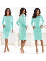 Mikinové šaty s vreckami 189-12 mint - Numoco