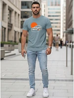 Pánske bavlnené tričko s potlačou auta petrol FashionStreet NX5091R