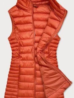 Prešívaná dámska vesta v tehlovej farbe (23038)