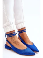 Wiązane Baleriny Z Dżetami Niebieskie Mavis