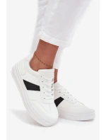 Sneakersy Damskie Na Platformie Białe Elvessia