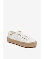 Krajkové tenisky espadrilky na platformě Lee Cooper LCW-26-31-4326 Bílé