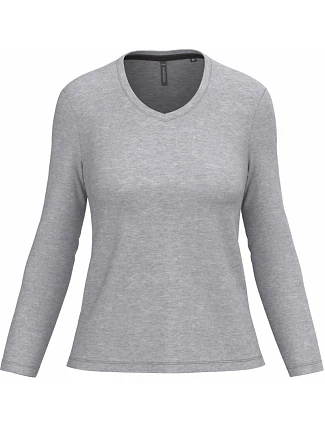 Kariban K 382 Dámske tričko s výstrihom do V a dlhými rukávmi 20.K382 oxford grey Kariban K 382 Dámske tričko s výstrihom do V a dlhými rukávmi 20.K382 oxford grey