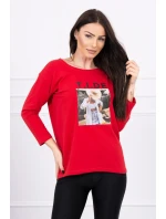 Blúzka s potlačou Tide červená