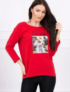 Blúzka s potlačou Tide červená