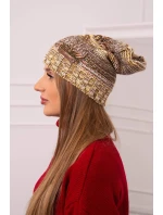 Monika fleecová čiapka K256 hnedá + žltá