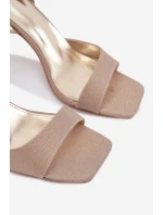 Dámské sandály na jehlovém podpatku třpytivé zlaté Brisora