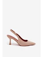 Dámske sandále na podpätku z umelého semišu Beige Saria Dámske sandále na podpätku z umelého semišu Beige Saria