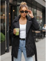 Dámska prechodná bunda s opaskom čierna FashionStreet TY5588