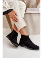 Dámske ploché členkové topánky na podpätku Akrylová čierna S.Barski