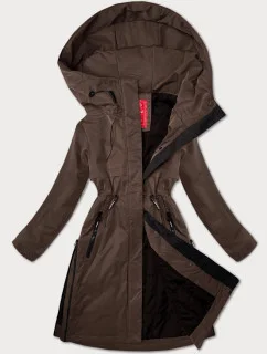 Hnedá jednoduchá dámska bunda s kapucňou LHD (LHD-24592)