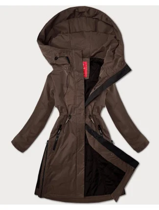 Hnedá jednoduchá dámska bunda s kapucňou LHD (LHD-24592) Hnedá jednoduchá dámska bunda s kapucňou LHD (LHD-24592)