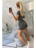 Bavlnená súprava s kraťasmi grafitová