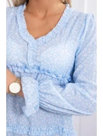 Šaty s ozdobnými volánikmi modré