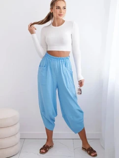 Nohavice so širokými nohavicami a vreckami modré