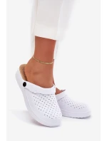 Piankowe Klapki Chodaki Damskie Białe Faylina