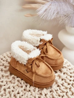 Śniegowce Botki Dziecięce Ocieplane Futerkiem Camel Adelane