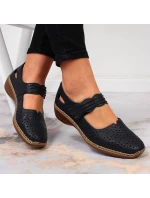 Rieker W RKR139 tmavomodré kožené čižmy