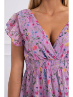 Kvetinové šaty s volánikmi fialovej