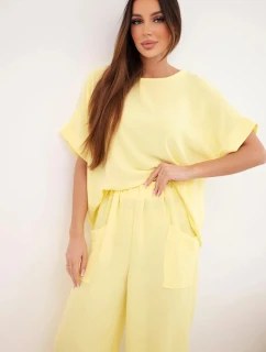 Viskózová blúzka + nohavice žltá