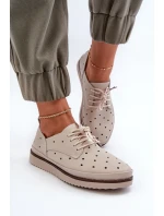 Skórzane Półbuty Damskie Beżowe S.Barski LR182