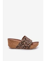 Zazoo 40289 Kožené dámske papuče na korkovom podpätku Leopard Zazoo 40289 Kožené dámske papuče na korkovom podpätku Leopard