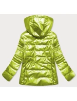Lesklá prešívaná dámska bunda v limetkovej farbe (2021-04)