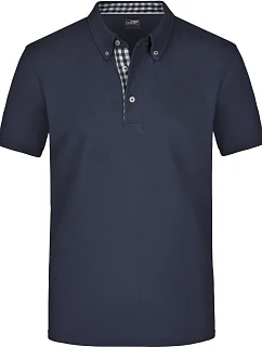 Daiber JN 964 Pánske polo tričko s gombíkovým zapínaním z piké 02.0964 tmavomodrá/tmavomodrá/biela