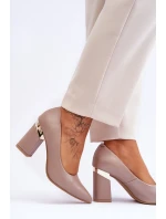 Zazoo 3117 Skórzane Czółenka  Beżowe