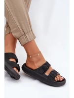 Klapki Damskie Na Platformie Z Klamrami Czarne Nitiana