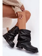 Zateplené dámské kotníkové boty s řaseným horním lemem černé Gracine