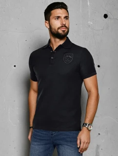 Pánske polo tričko s aplikáciou čierne FashionStreet PX0624