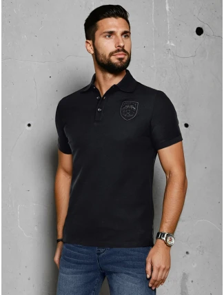 Pánske polo tričko s aplikáciou čierne FashionStreet PX0624