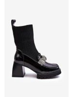 Botki Damskie Ze Skarpetą Na Obcasie D&A MR870-41 Czarne