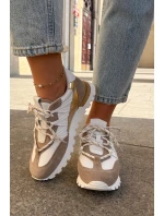Skórzane Półbuty Sneakersy Damskie Artiker 56C1738 Beżowo-Złote