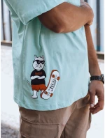 Pánske tyrkysové tričko s potlačou FashionStreet RX5509