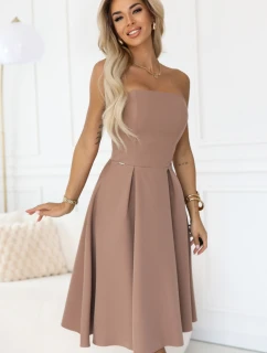 641-2 VIVIENNE korzetové rozšírené midi šaty na špeciálne príležitosti - béžové